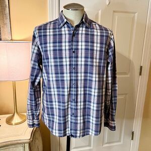 EUC Men's UNTUCKit Billecart Button Front Plaid Check Shirt Size MEDIUM